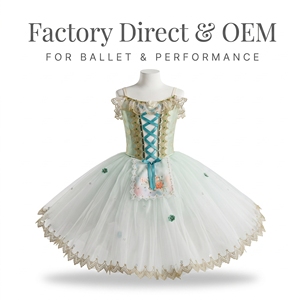 Tutú de Ballet Romántico Estilo Campesino Personalizado, Vestido con Hombros Descubiertos, Cordones y Apliques Florales para la Variación de La Fille Mal Gardée, Coppelia - Product Image 1