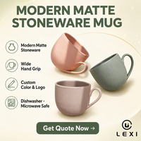 Tazas de Café Modernas Personalizadas de Gres Mate, Ecológicas, Aptas para Lavavajillas y Microondas, con Agarre, Color y Logotipo Personalizados para Bodas