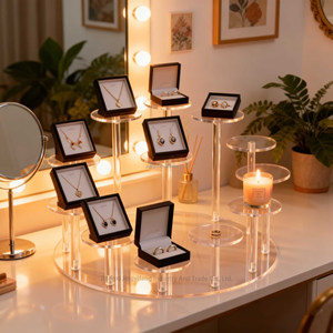 Expositor <span class=keywords><strong>de</strong></span> acrílico ODM para collares <span class=keywords><strong>de</strong></span> maquillaje profesional, organizador <span class=keywords><strong>de</strong></span> accesorios <span class=keywords><strong>de</strong></span> moda para mujer, para guardar pendientes y perfumes - Product Image 4