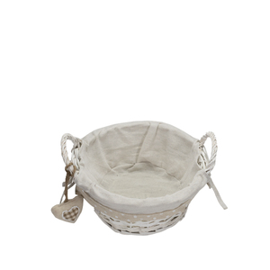 Set Of 3 White <b>Round</b> <b>Wicker</b> Storage <b>Baskets</b> With Linings 30x30x13 Cm 25x25x12 Cm 20x20x10 Cm - Product Image 5