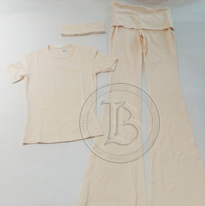 Kerstmis Y2K Kleding Op Maat Katoenen Skinny Raglan Langarm T-shirt Opgevouwen Flare Broek Leggings Dames 2-delige Lounge Set - Product Image 6