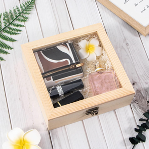 Petite boîte de rangement en bois peinte, boîte artisanale DIY, boîte de présentation multifonctionnelle sur le <span class=keywords><strong>thème</strong></span> de l'amour avec couvercle à charnières en verre - Product Image 6