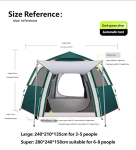 Tenda da Campeggio Grande per 5-8 Persone, Doppio Strato Impermeabile 2000mm, Tenda Familiare da Esterno con Ampio Vestibolo e Tettoia Parasole - Product Image 3