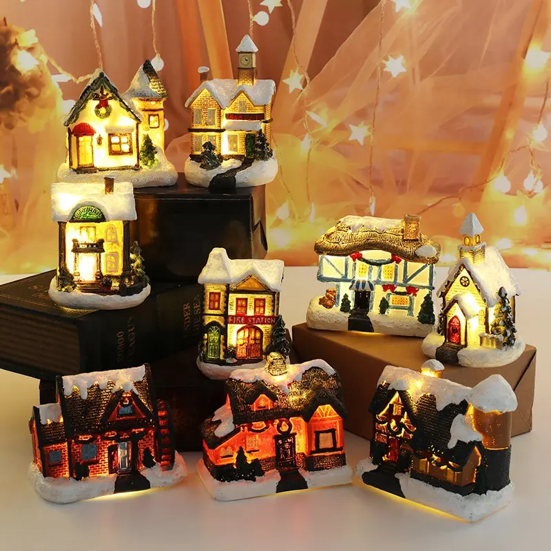 Mới dẫn ánh sáng nhựa đồ trang trí Giáng sinh Sáng Tạo món quà nhựa sáng tạo ngôi nhà nhỏ