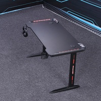 Bureau d'ordinateur simple pour le jeu avec éclairage RGB E-sports, porte-gobelet, support pour casque et chaise combinée