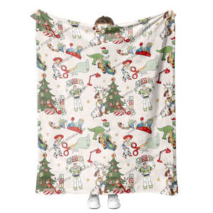 Kostenlose Mock-up Private Labels Benutzer definierte nahtlose Druck niedlichen Cartoon Halloween-Spielzeug 2 Muster Weihnachts geschenke Fleece Flanell Decke - Product Image 2