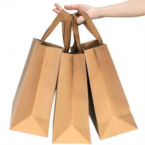 Sac de shopping en papier kraft KM, promotionnel, OEM, à bas prix, pour la vente au détail, l'épicerie, les boutiques, les marchandises, les cadeaux de fête, les mariages - Product Image 3