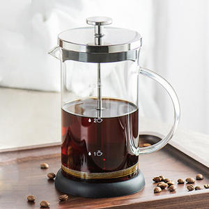 Presse à café en verre à pression française, résistante à la chaleur, avec Base en Silicone antidérapante, ml - Product Image 4