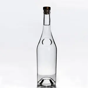 750ml labelable glass wine bottle with raised bottom and sealing stopper transparent glass bottle