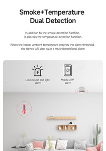 Détecteur de fumée intelligent WiFi Tuya, alarme incendie, capteur photoélectrique, détection double fumée et température, <span class=keywords><strong>sirène</strong></span> 85 dB, pas de hub requis - Product Image 4