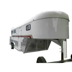 2024 Gooseneck Horse Float Trailer with Caravan Door Customized 3 Horses Loading Trailers Cart for Sale Europe