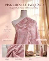 Tissu Jacquard en Polyester Chenille en Gros à Motif Floral en Forme d'Éventail pour Abaya et Décoration Intérieure