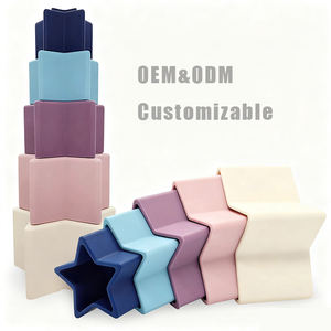 Estrellas bebé educativo salpicaduras juguetes de baño conjunto de tazas apilables de silicona para clasificar y anidar - Product Image 1