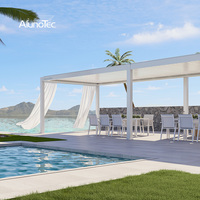 Pergola Bioclimatique Motorisée en Aluminium AlunoTec de Luxe pour Jardin, Toit de Patio à Lames Orientables