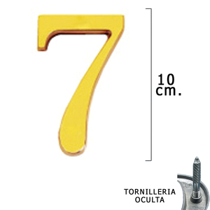 Numero in ottone "7" 10 cm. Viti a scomparsa (confezione blister da 1 pezzo) - Product Image 1
