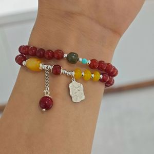 S925 Sterling <b>Silver</b> Red Agate Bracelet With Good Luck <b>Charm</b> Unisex Everyday Wear Jewelry - Product Image 4