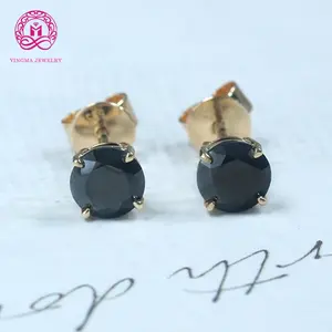Distinctive Women Jewelry Diamond Earrings Pass Tester Round Cut 0.5ct/1ct /2ct 14K Gold Black Moissanite Earrings For Ladies