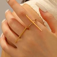 Bague unisexe en acier inoxydable JZ384, style européen et américain, créative, simple, à double ligne géométrique, vente en gros