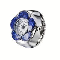 Montre bague YBcustom Mini Classique Fleur Colorée - Acier Inoxydable Plaqué Argent Invisible pour Cadeau d'Anniversaire de Mariage Unisexe