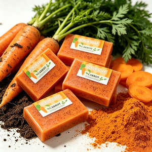 Savon à la carotte éclaircissant et blanchissant pour le visage et le corps, savon à l'acide kojique et au curcuma, fait main, OEM, étiquette privée, vente en gros - Product Image 4