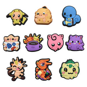 Venta caliente zapatos encantos dibujos animados Anime Poke <span class=keywords><strong>Pika</strong></span> Charmander Gengar Squirtle Psyduck diseño duradero suave PVC zapatos decoraciones - Product Image 2