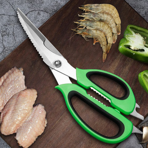 Multifunctional <b>Kitchen</b> <b>Scissors</b> Stainless Steel Green Black Handle For Seafood And Meat Cutting Home Use - Product Image 1