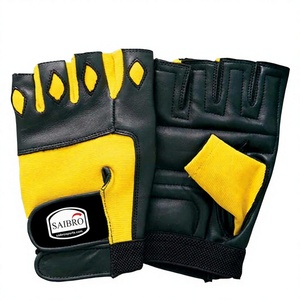 Two Tone High Quality Unisex Durable Leather Half-Finger Sport Gloves Customized for <b>Weight</b> Lifting & Gym Workout - Product Image 3