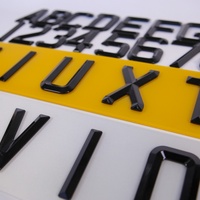 Lettere in acrilico diamantato lucido 79*50mm, numeri autoadesivi neri smussati per targa acrilica UK