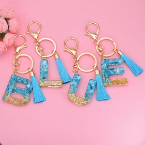Nouveau bleu gland minimaliste unisexe porte-clés 26 lettres anglaises Style dessin animé alliage métallique et résine époxy pour voiture sac cadeau - Product Image 5