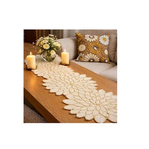 Premium Quality Embroidered Floral Table <b>Runner</b> with <b>Black</b> Gold Design for Dining Room Table and Event Available For Sale - Product Image 1