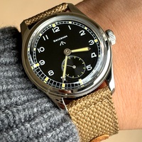 Montre de pilote classique rétro pour homme, style WWII, mécanique à remontage manuel, lumineuse, verre saphir, 50 bars, acier inoxydable