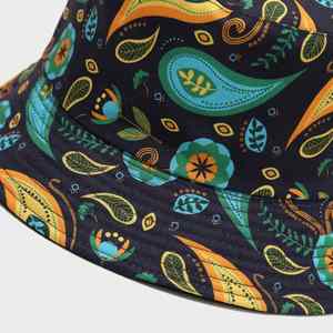 2025 New Arrival Spring Summer Retro Fashion Reversible Bucket Hat Cashew Flower Pattern Digital Printing <b>Sunscreen</b> Bucket Hat - Product Image 4