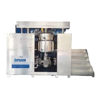 Machine d'émulsification sous vide 300L, homogénéisateur mélangeur automatique en acier inoxydable sanitaire à levage hydraulique pour produits chimiques