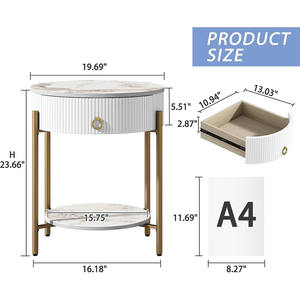 Vòng kết thúc hiện đại bảng lưu trữ ngăn kéo 2-tầng đầu giường Kệ vàng kim loại chân phòng khách phòng ngủ văn phòng cẩm thạch tự nhiên - Product Image 5