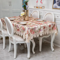 Nappe avec bordure en dentelle soluble dans l'eau et motif jacquard floral pour dîner de mariage et décoration de table d'hôtel, idéale pour la photographie
