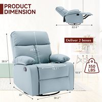 Vente en gros de salon confortable fauteuil de massage en cuir bleu paresseux fauteuil inclinable à bascule pivotant avec repose-pieds