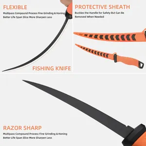 مخصص OEM/ODM المهنية في الهواء الطلق قطع الأسماك سكين فيليه طلاء غير لاصق PP + TPR مقبض لينة الفولاذ المقاوم للصدأ دائم - Product Image 4