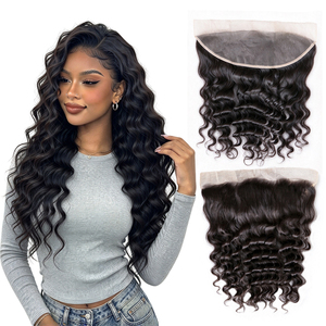ผมมนุษย์แท้แบบดิบ 13x4 HD Lace Frontal ลอนลึกแบบหลวมๆ  ถักเปียสำเร็จรูป  ปมมองไม่เห็น  พร้อมเชือกผูกปิดผมด้านหน้า  ผู้จำหน่าย - Product Image 1