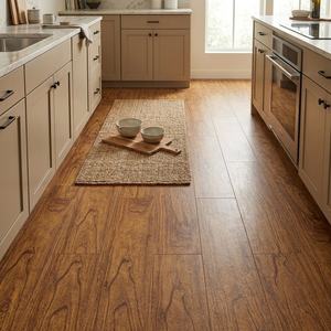 Carreaux de sol en porcelaine imitation bois mat rustique 150x600mm, couleur rouge, pour chambre, hôtel et café. - Product Image 4