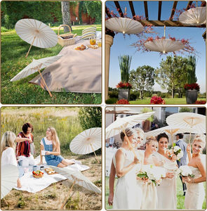 Parasol en papier blanc chinois à manche long pour bricolage, accessoire <span class=keywords><strong>de</strong></span> photographie <span class=keywords><strong>de</strong></span> <span class=keywords><strong>mariage</strong></span>, décoration <span class=keywords><strong>de</strong></span> fête, parasol peint – Vente en gros - Product Image 1