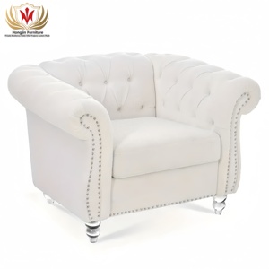 HJ HOME Aviator Retro Lounge Canapé nordique français à un bras Fauteuil d'appoint de salon Canapé 1 place en tissu d'agneau - Product Image 1