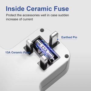 Double Plug Adaptor with <b>USB</b> C, 2 Way Plugs Extension Multi Sockets Wall Charger <b>Adapter</b>, 13A UK 3 Pin Power Socket for Bedroom - Product Image 4