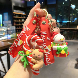 Thiết Kế Mới 3D PVC Cao Su Pha Lê Keychain Santa Claus Giáng Sinh Người Tuyết Cây Hươu Mặt Dây Chuyền In Offset Quà Tặng Kỳ Nghỉ - Product Image 2