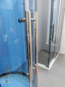 KMRY Cabine de douche coulissante en verre autonettoyante en acier inoxydable Cabine de douche ronde sans cadre Boîte de douche style sérigraphie - Product Image 4