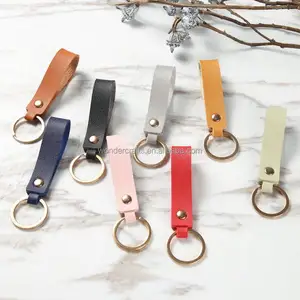 WD Custom Logo Blank Leather Key Chain Handmade Vegan Faux Pu Leather Car Strap Keychain Holder