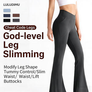 थिना लुलु एंटीबैक्टीबैक्टीरियल ठोस फुल-लंबाई वाली फ्लड पैंट महिलाओं के उच्च कमर कूल्हे उठाने वाले खेल योग पैंट - Product Image 1