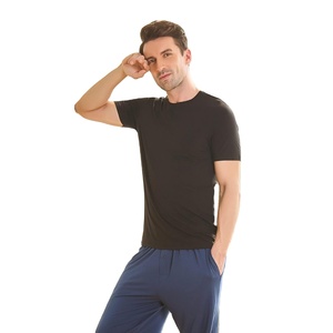 Pyjamas pour hommes, sous-vêtements en viscose de bambou personnalisés pour hommes, t-shirts à manches courtes unis, doux et confortables, vêtements de détente, sous-vêtements pour hommes - Product Image 3