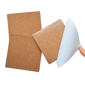 Tapis en liège ronds et carrés, antidérapants, isolants thermiques, auto-adhésifs pour tasses à café, couleur bois naturel - Product Image 2