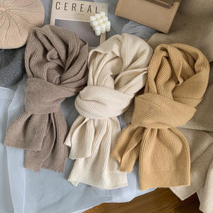 وشاح محبوك شتوي دافئ سميك بلون سادة شال وشاح محبوك شتوي دافئ - Product Image 1