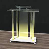 Pupitre acrylique debout de plancher transparent assemblé chaire d'église de podium de plate-forme acrylique